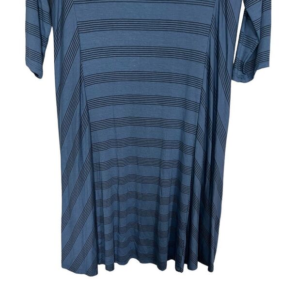 Lush Blue/Black 3/4 Stretch Jersey Knit Swing Dress Size Large - Picture 4 of 8